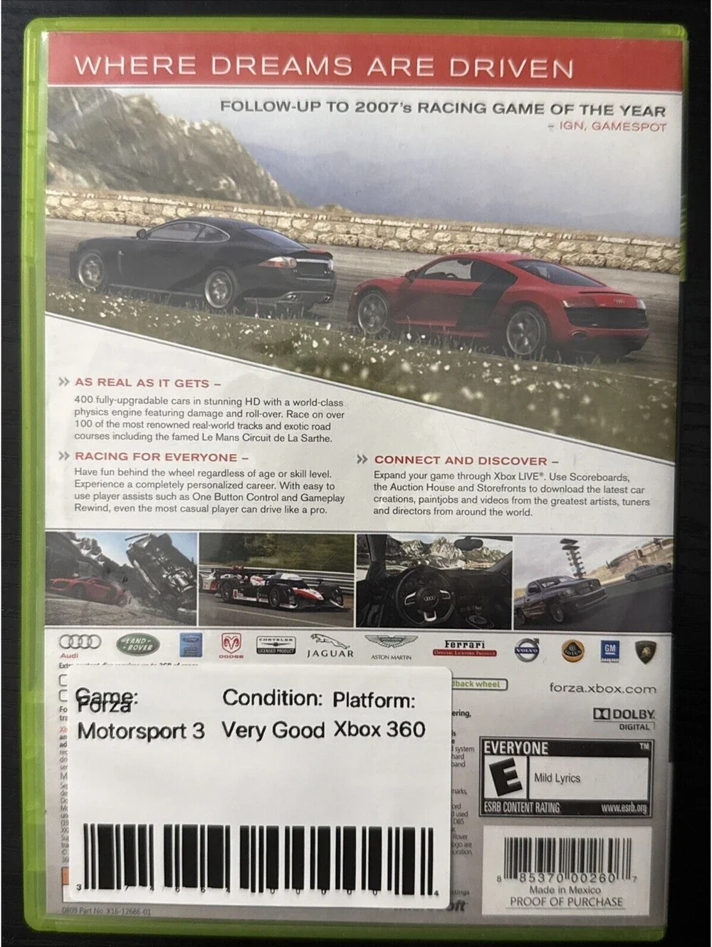 Forza Motorsport 3 (Xbox 360) CIB With Manual Walmart Exclusive